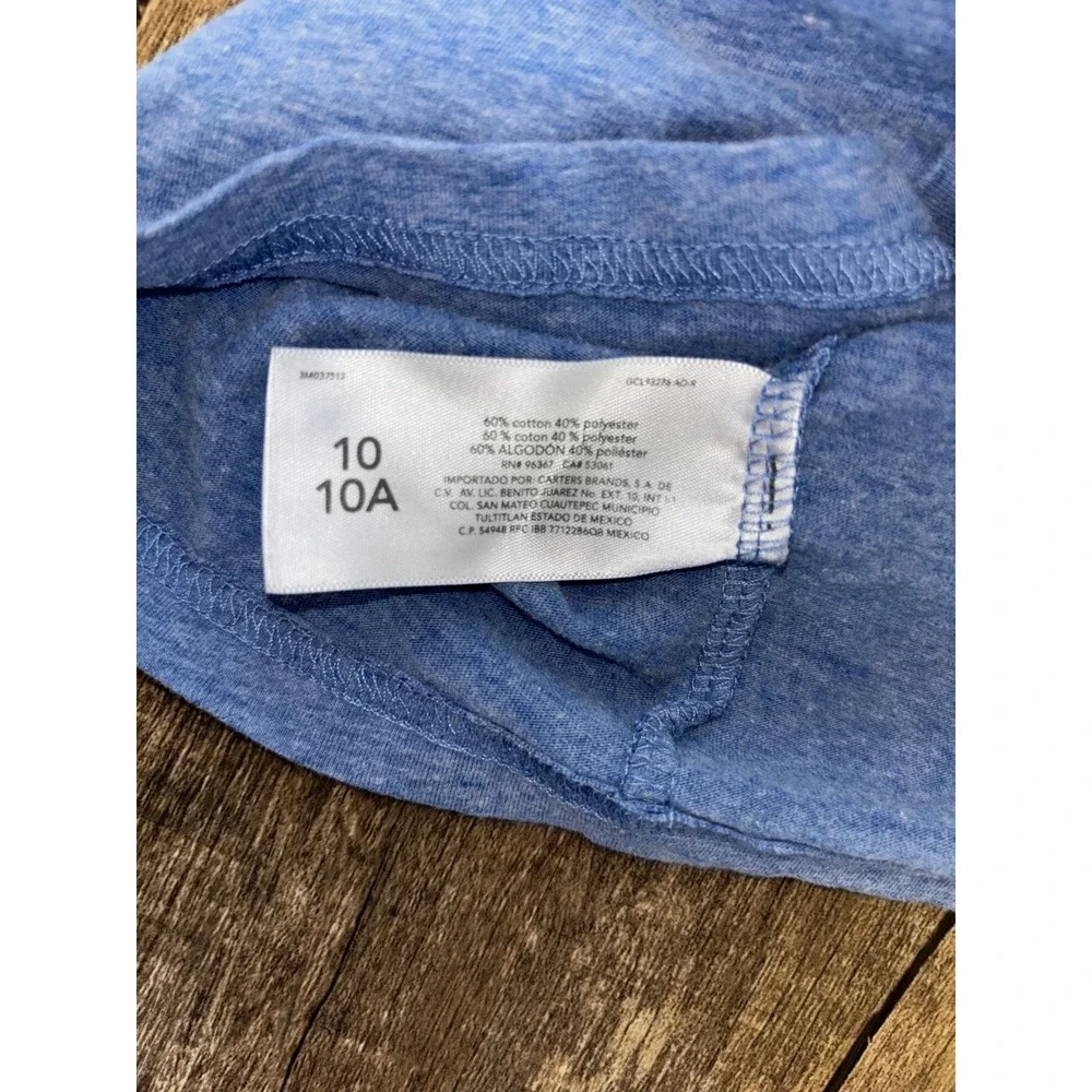 OshKosh Bgosh Boys Spinosaurus Dinosaur Raglan Long‎ Sleeve Shirt Blue Size 10